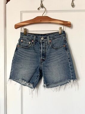 Levi’s 501 Classic High-Rise Jean Shorts with Frayed Hem and 5 Button Front
